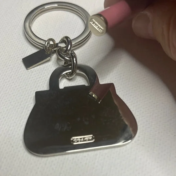 Coach Pink and Silver Purse Keychain and Coach Pen - Picture 4 of 6